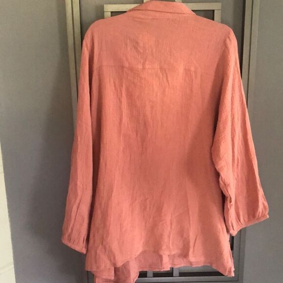 A Love Story blush salmon color Button down cotton blouse glass size 2X - Picture 4 of 4